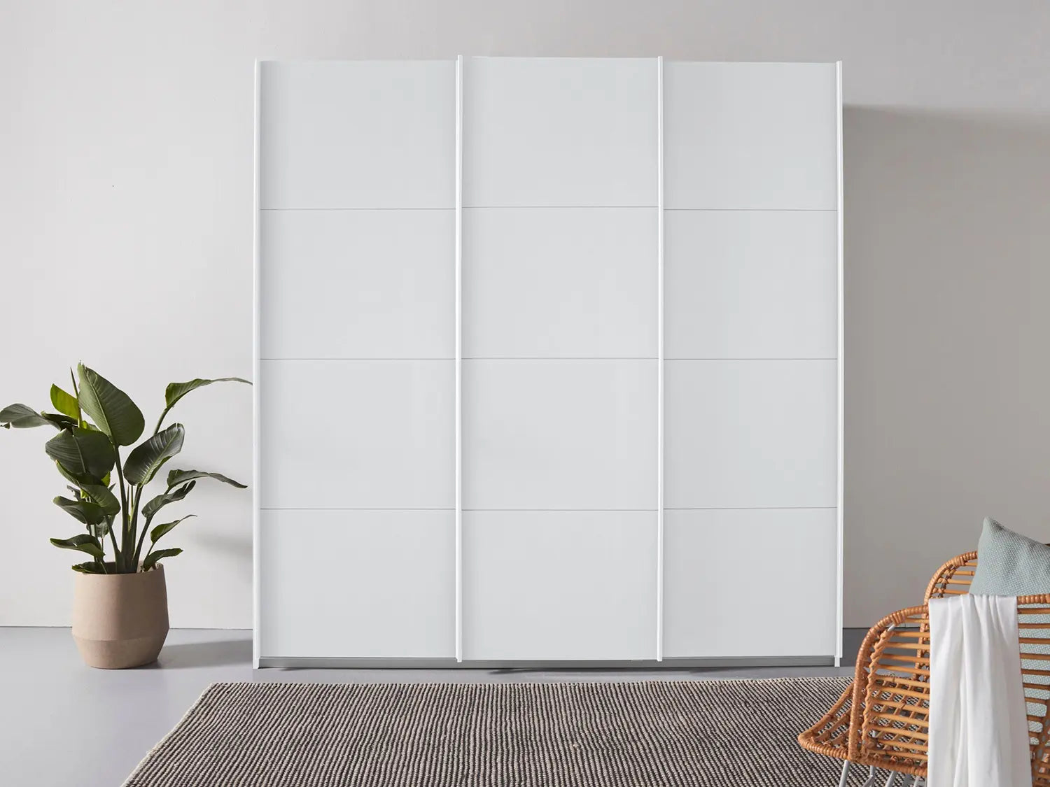 Forms Decor 203 CM White 3 Door Sliding Wardrobe - Front view