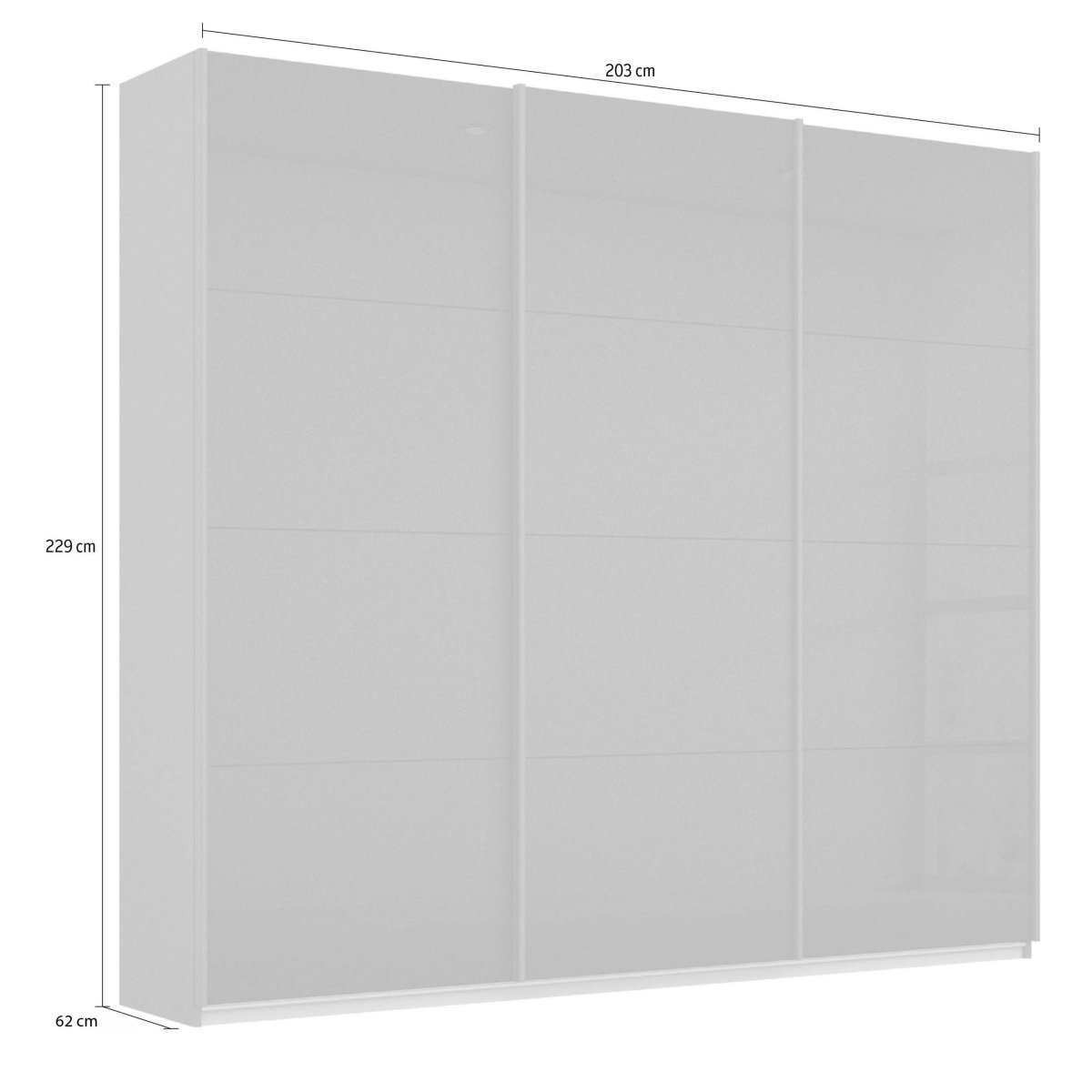 Forms Decor 203 CM White 3 Door Sliding Wardrobe - Dimensions