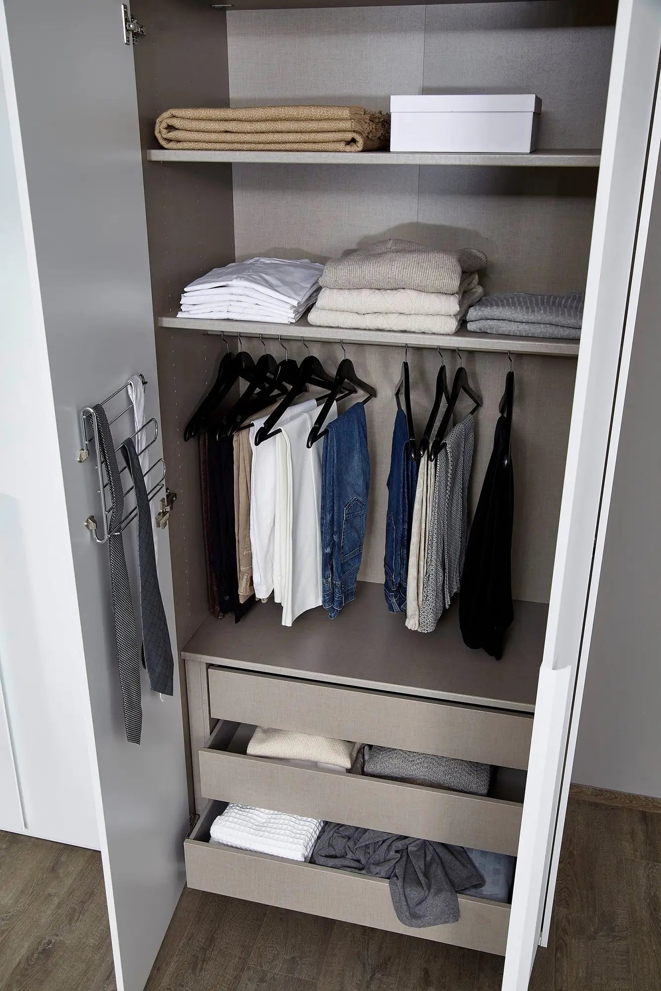 Rauch Kacey Pure Silk Grey 6 Door Large Wardrobe - Premium Interior