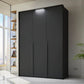 Frans 151cm Decor 3 Door Hinged Wardrobe in Graphite - Passepartout Frame with Lights