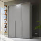 Frans 151cm Decor 3 Door Hinged Wardrobe in Silk Grey - Passepartout Frame with Lights