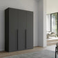 Frans 151cm Decor 3 Door Hinged Wardrobe in Graphite - Styled in a Bedroom