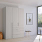 Frans 151cm Decor 3 Door Wardrobe With Drawers in Silk Grey - Styled in a Bedroom