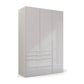 Frans 151cm Glass 3 Door Wardrobe With Drawers in Silk Grey