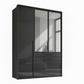 Rauch Frans 151cm Graphite Glass 3 door wardrobe with 4 exterior drawers, Mirror and Passepartout Frame