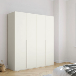 Frans 200cm Decor 4 Door Hinged Wardrobe in White - Styled in a Bedroom