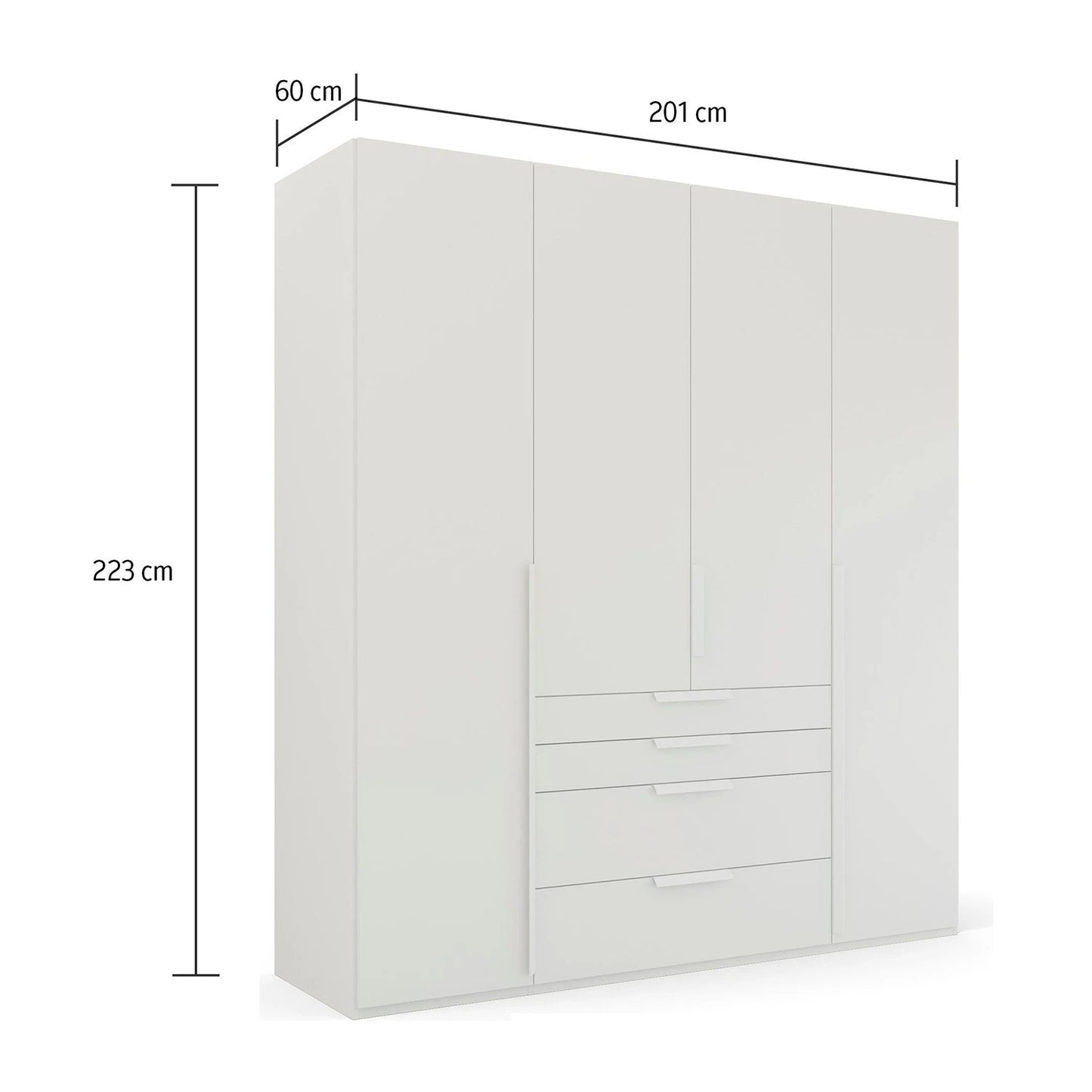 Frans 200cm Decor 4 Door Hinged Wardrobe - Dimensions