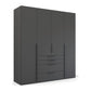 Frans 200cm Decor Graphite  4 Door Wardrobe with Drawers in Graphite