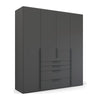 Frans 200cm Decor 4 Door Wardrobe with Drawers in Graphite