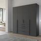 Frans 200cm Decor 4 Door Wardrobe with Drawers in Graphite - Styled in a Living Room