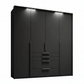 Rauch Frans 201cm Graphite 4 door wardrobe with exterior drawers and Passepartout Light Frame.