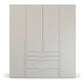 Frans 200cm Decor 4 Door Wardrobe with Drawers in Silk Grey - Front view