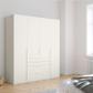 Frans 200cm Decor 4 Door Wardrobe with Drawers in White - Styled in a Bedroom