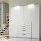 Frans 200cm Decor 4 Door Wardrobe with Drawers in Silk Grey - Passepartout Frame with Lights