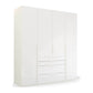 Frans 200cm Glass 4 Door Wardrobe with Drawers in White