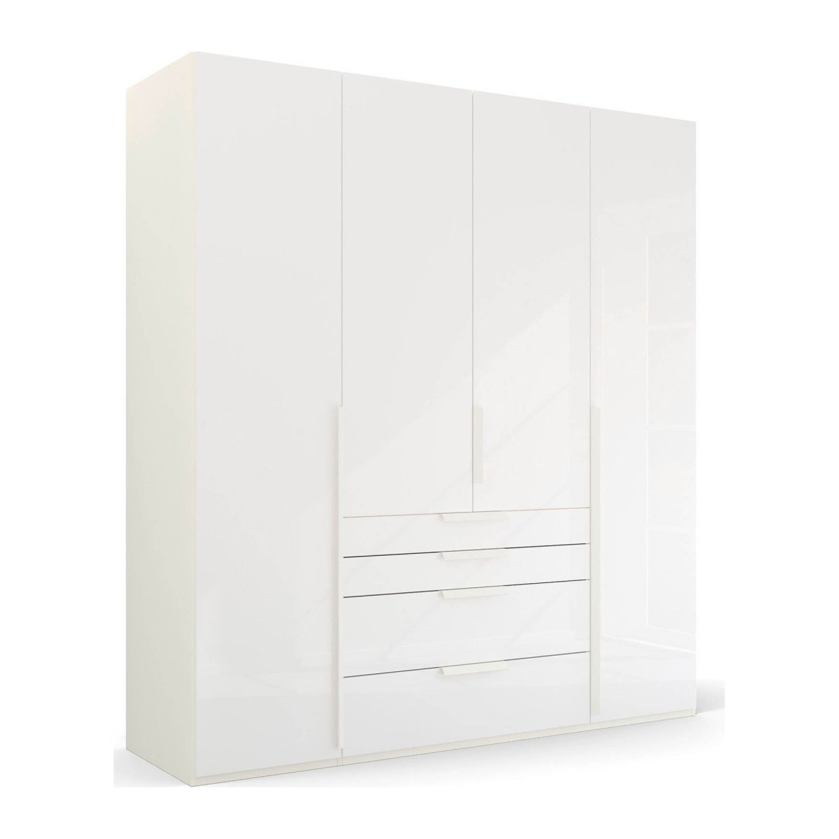 Frans 200cm Glass 4 Door Wardrobe with Drawers in White