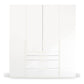 Frans 200cm Glass 4 Door Wardrobe with Drawers in White - Front view