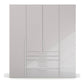 Frans 200cm Glass 4 Door Wardrobe with Drawers in Silk Grey - Front view