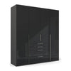 Frans 200cm Glass 4 Door Wardrobe with Drawers in Graphite