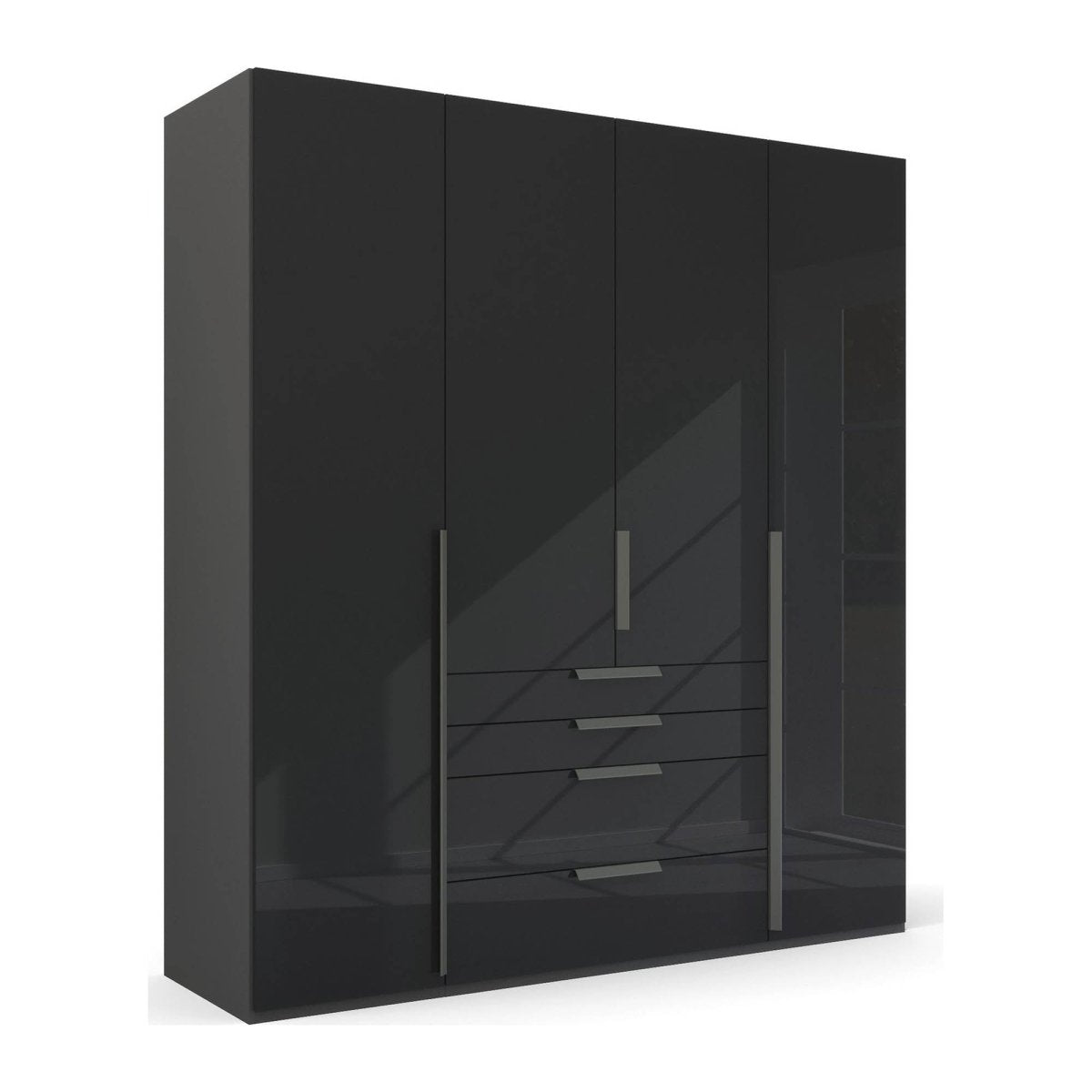 Frans 200cm Glass 4 Door Wardrobe with Drawers in Graphite