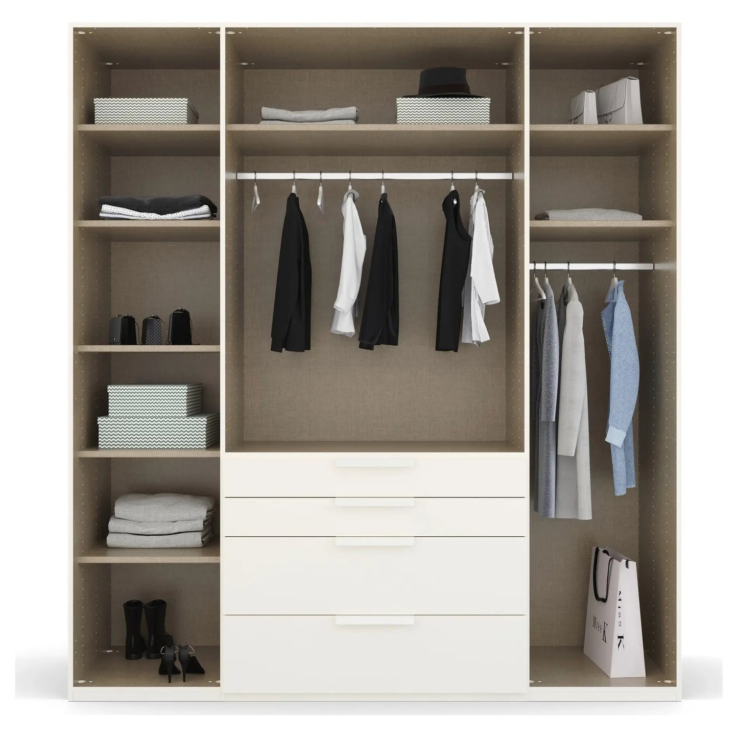Frans 200cm 4 Door Wardrobe - Interior view Styled in a Bedroom