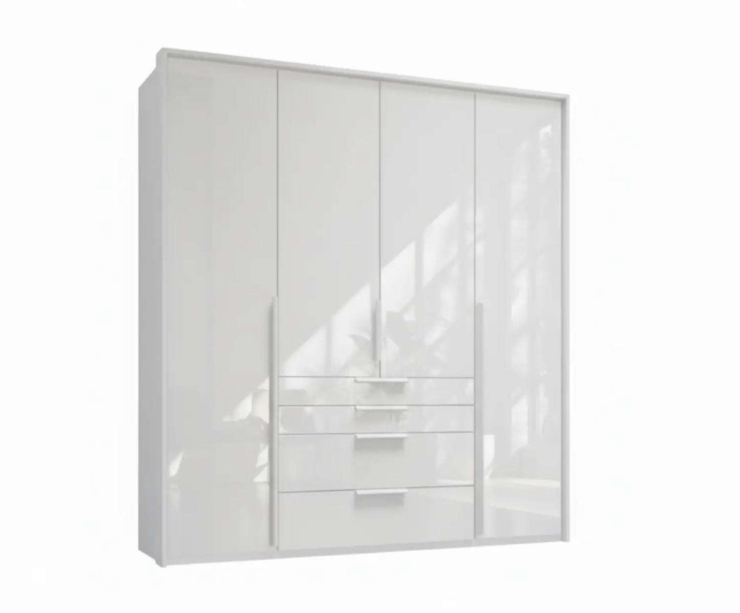 Frans 200cm Glass 4 Door Wardrobe with Drawers - Passepartout Frame