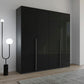 Rauch Frans 201cm Graphite Glass 4 door wardrobe with premium interior and long Door Handles