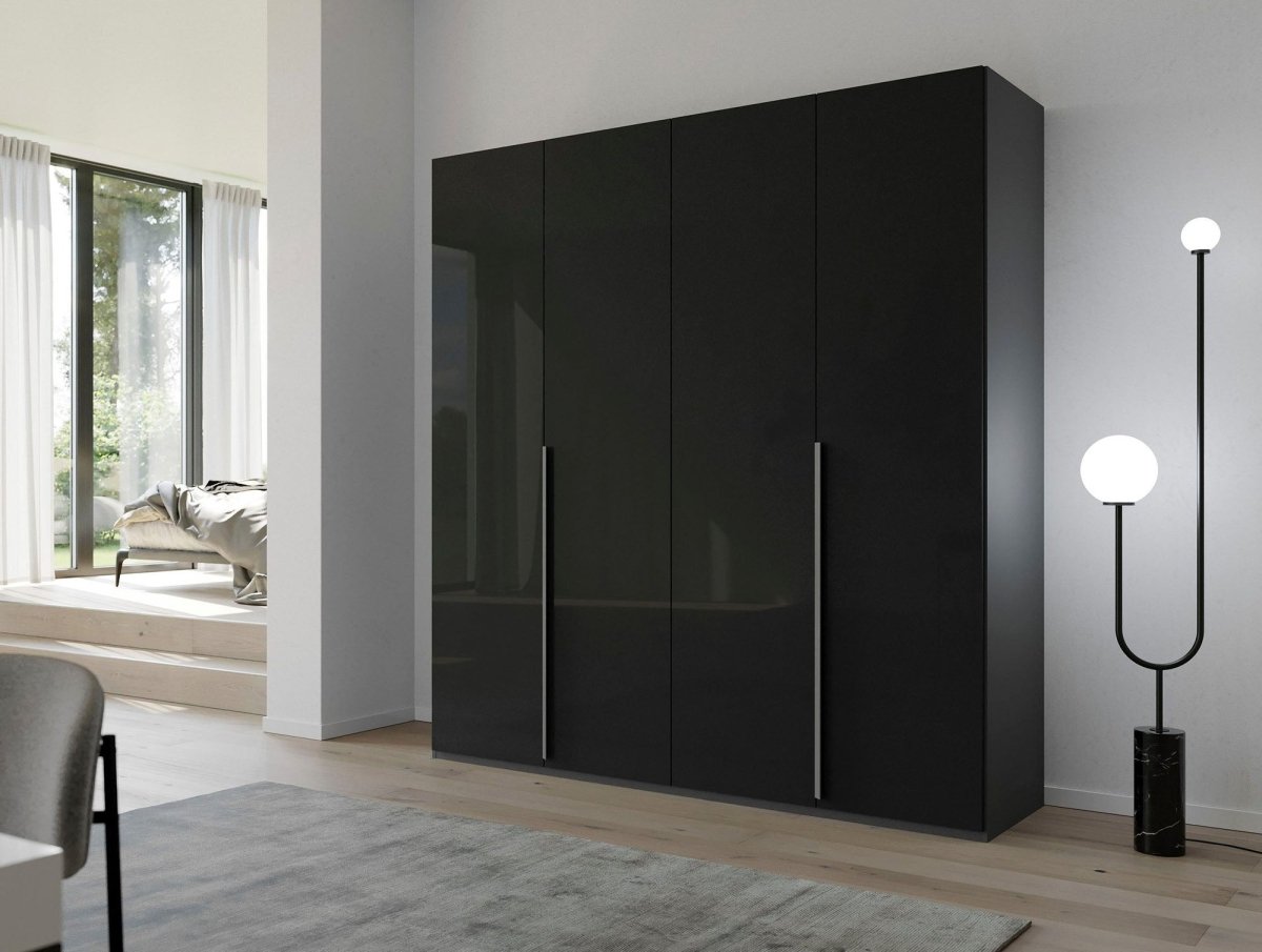 Frans 200cm 4 Door Wardrobe in Silk Graphite Glass