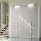Frans 200cm 4 Door Wardrobe in White Glass - Passepartout Frame with Lights