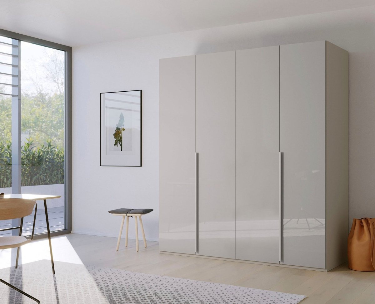 Frans 200cm 4 Door Wardrobe in Silk Grey Glass - Styled in a Living Room
