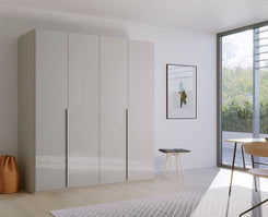 Frans 200cm 4 Door Wardrobe in Silk Grey Glass - Styled in a Living Room