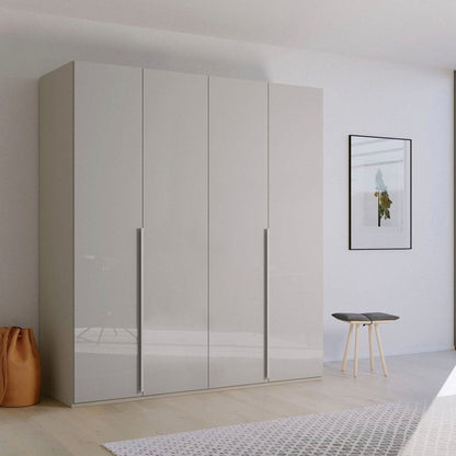 Shop the Rauch Frans 201cm Silk Grey Glass 4 door wardrobe with premium interior, optional mirror doors, free assembly and 10-year guarantee.