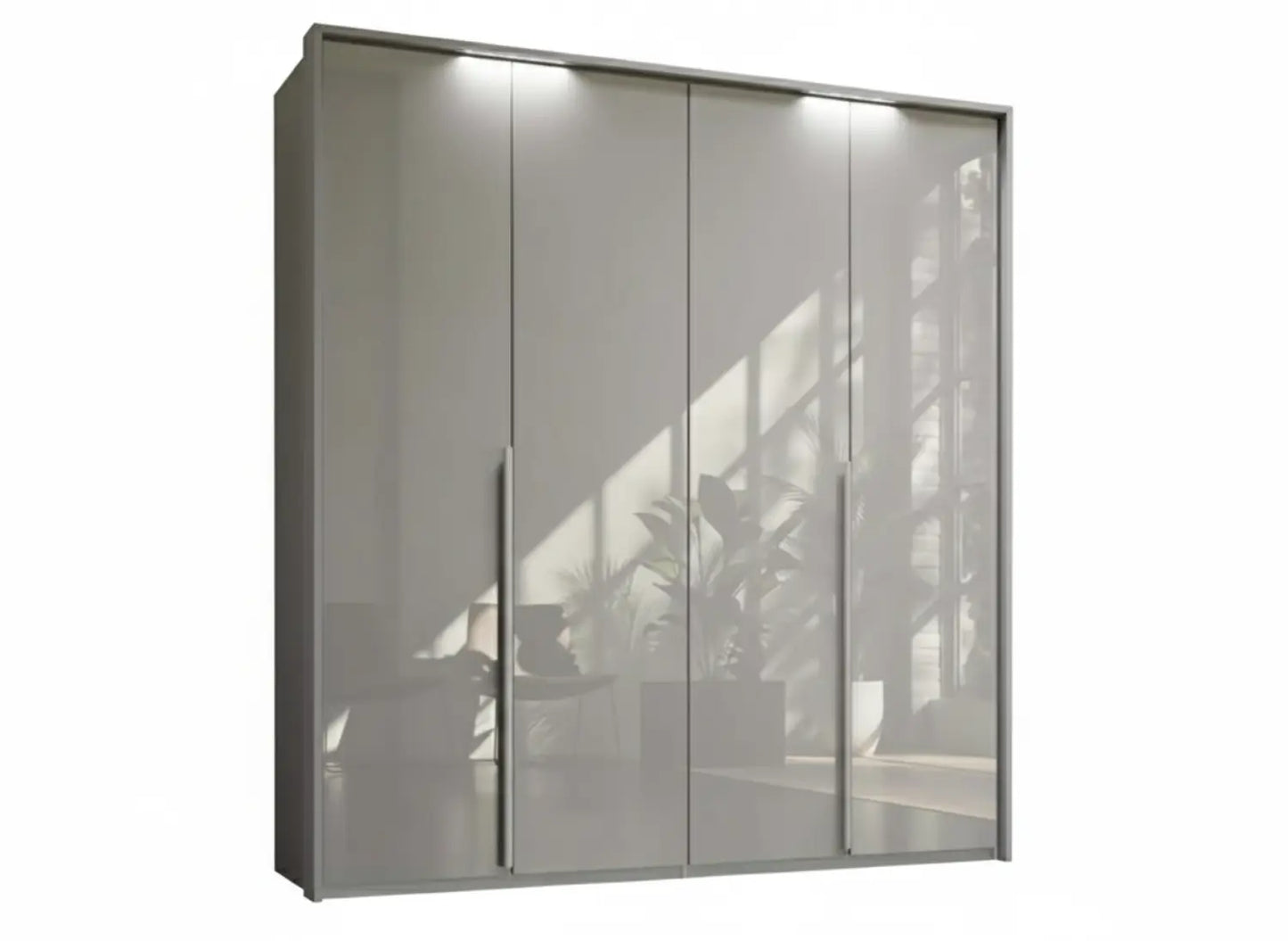 Frans 200cm Glass Front 4 Door Wardrobe - Passepartout Frame - Led Light