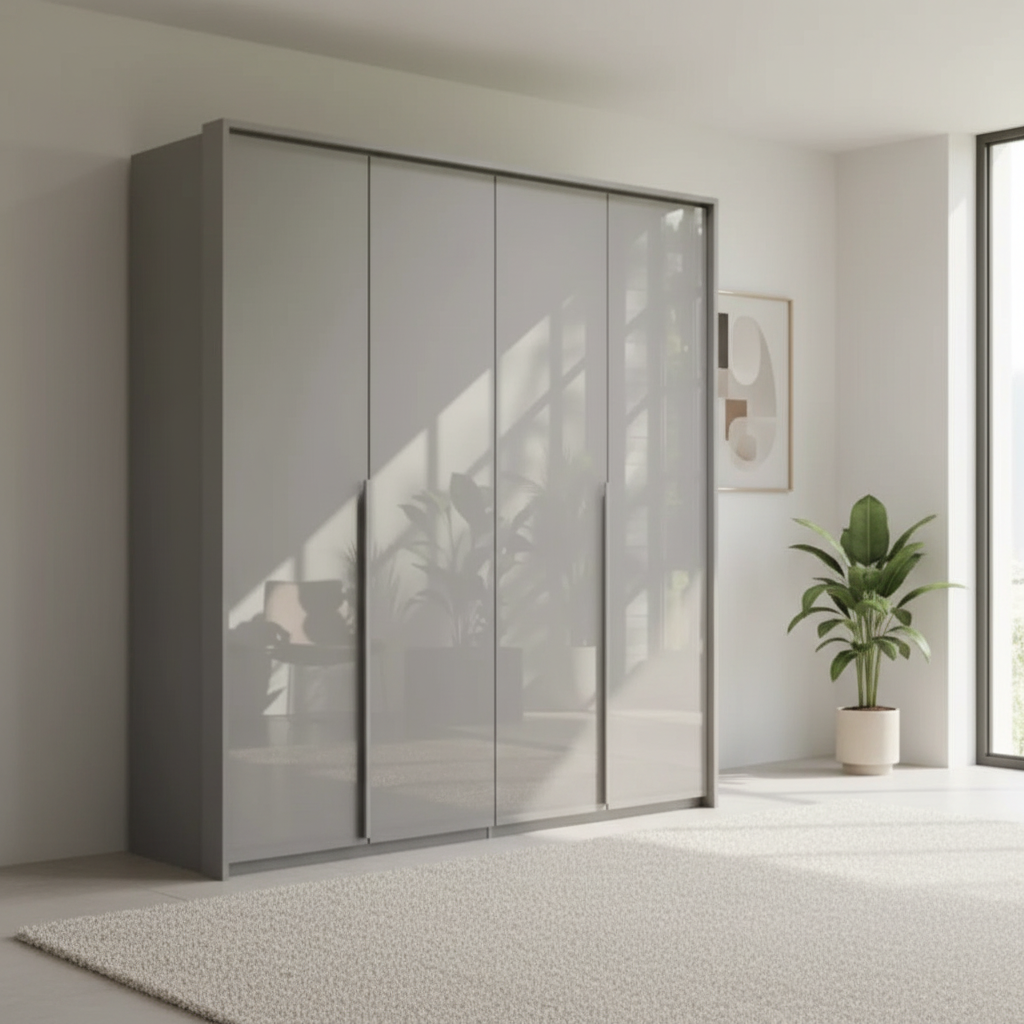 Rauch Frans 201cm Glass 4 door wardrobe with premium interior and Passepartout Frame