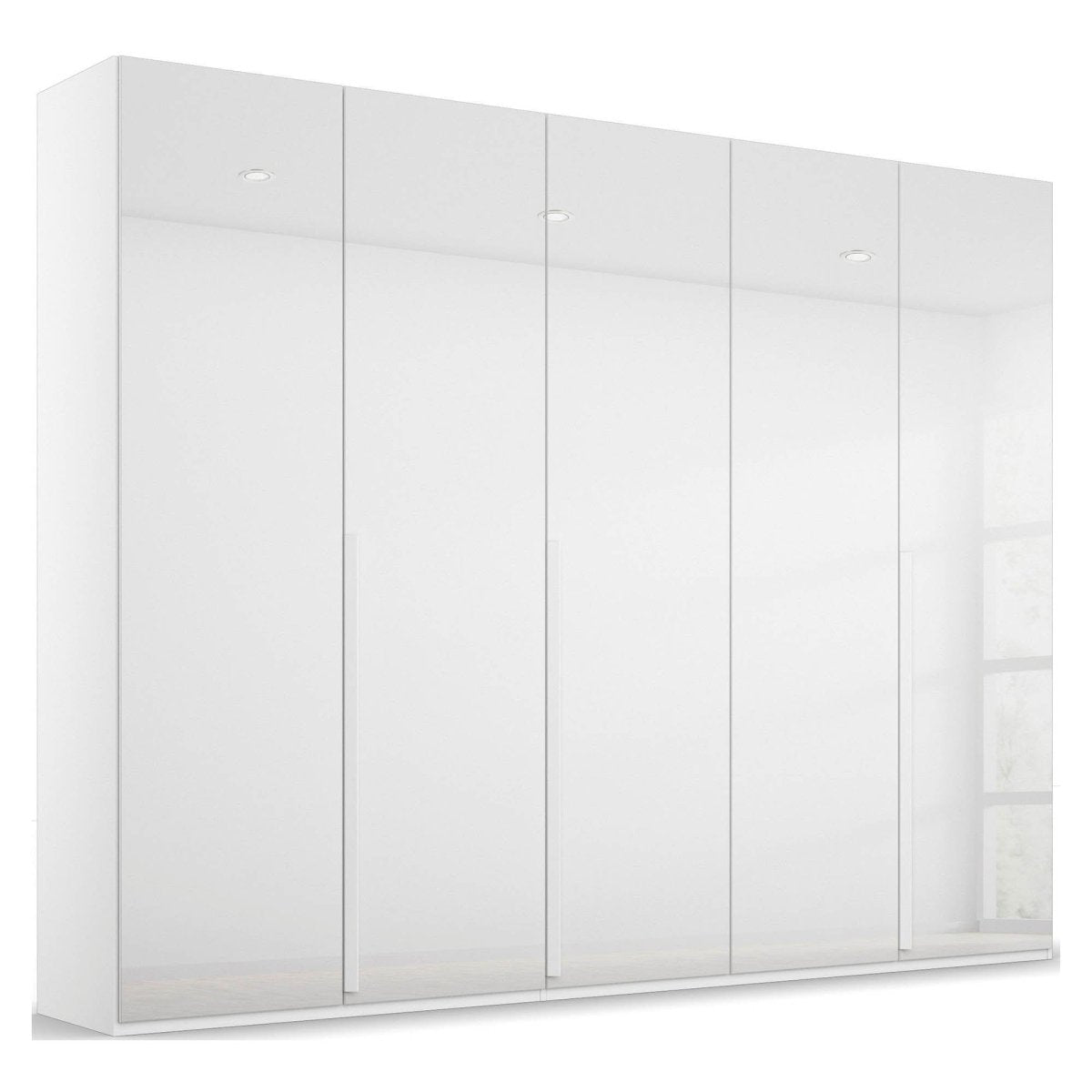 Frans 250cm 5 Door Wardrobe in White Glass