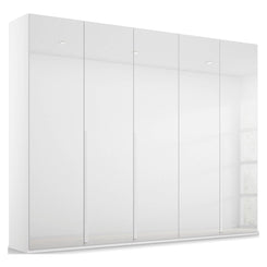 Frans 250cm 5 Door Wardrobe in White Glass