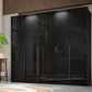 Frans 250cm 5 Door Wardrobe in Graphite Glass - Passepartout Frame with Lights