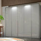 Frans 250cm 5 Door Wardrobe in Silk Grey Glass - Passepartout Frame with Lights