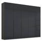 Frans 250cm 5 Door Wardrobe in Basalt Glass with Premium Interior