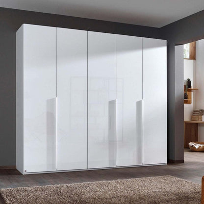 Shop the Rauch Frans 250cm Glass 5 door wardrobe with premium interior, optional mirrored doors, free assembly and 10-year guarantee.