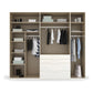 Frans 250cm 5 Door Wardrobe in White Glass - Interior view Styled in a Living Room