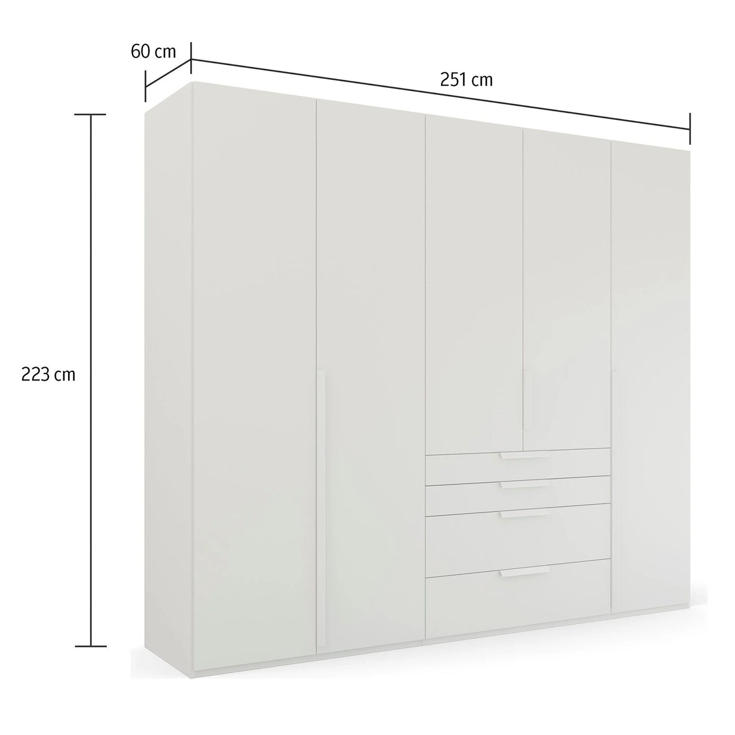 Frans 250cm Decor 5 Door Hinged Wardrobe - Dimensions