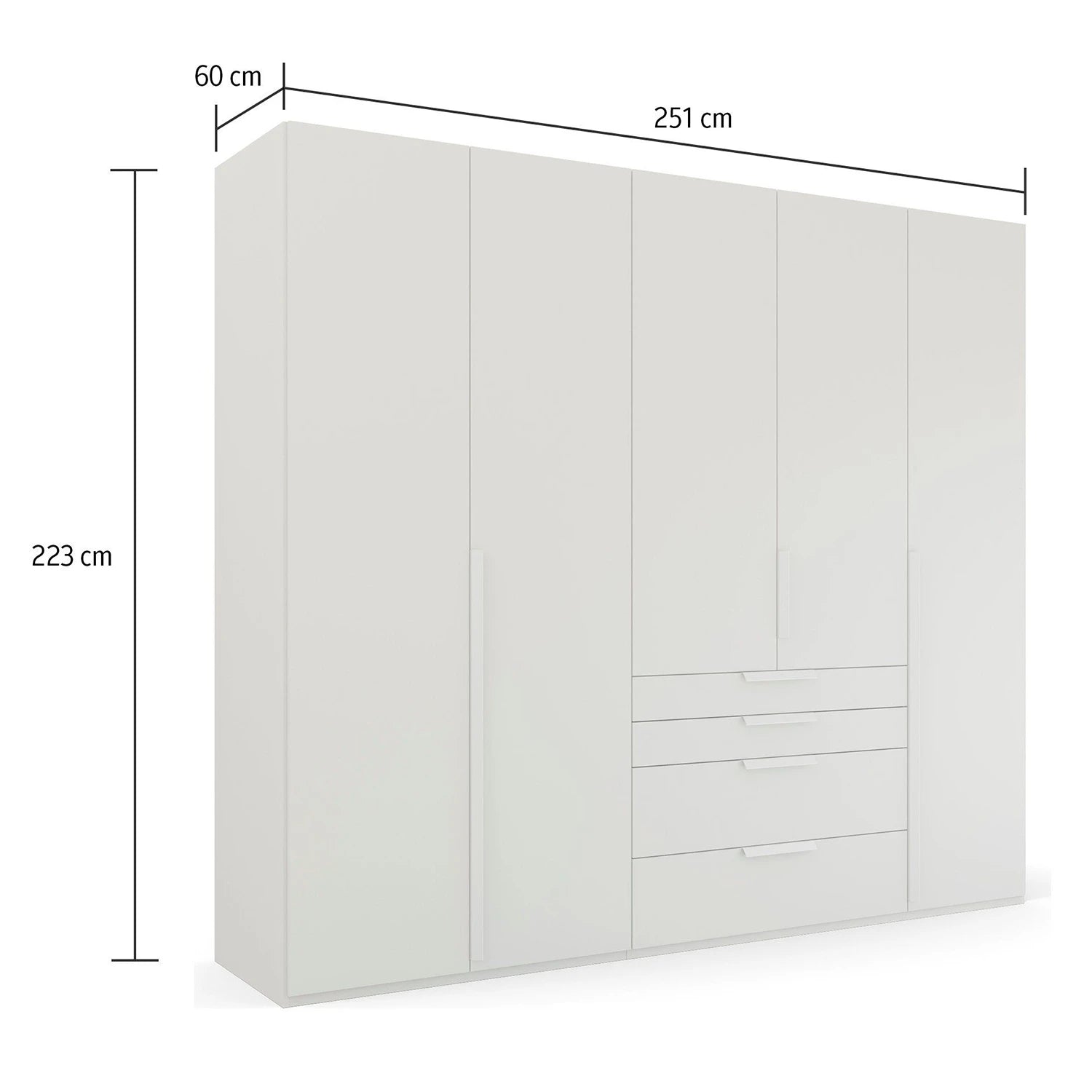 Frans 250cm Decor 5 Door Hinged Wardrobe - Dimensions