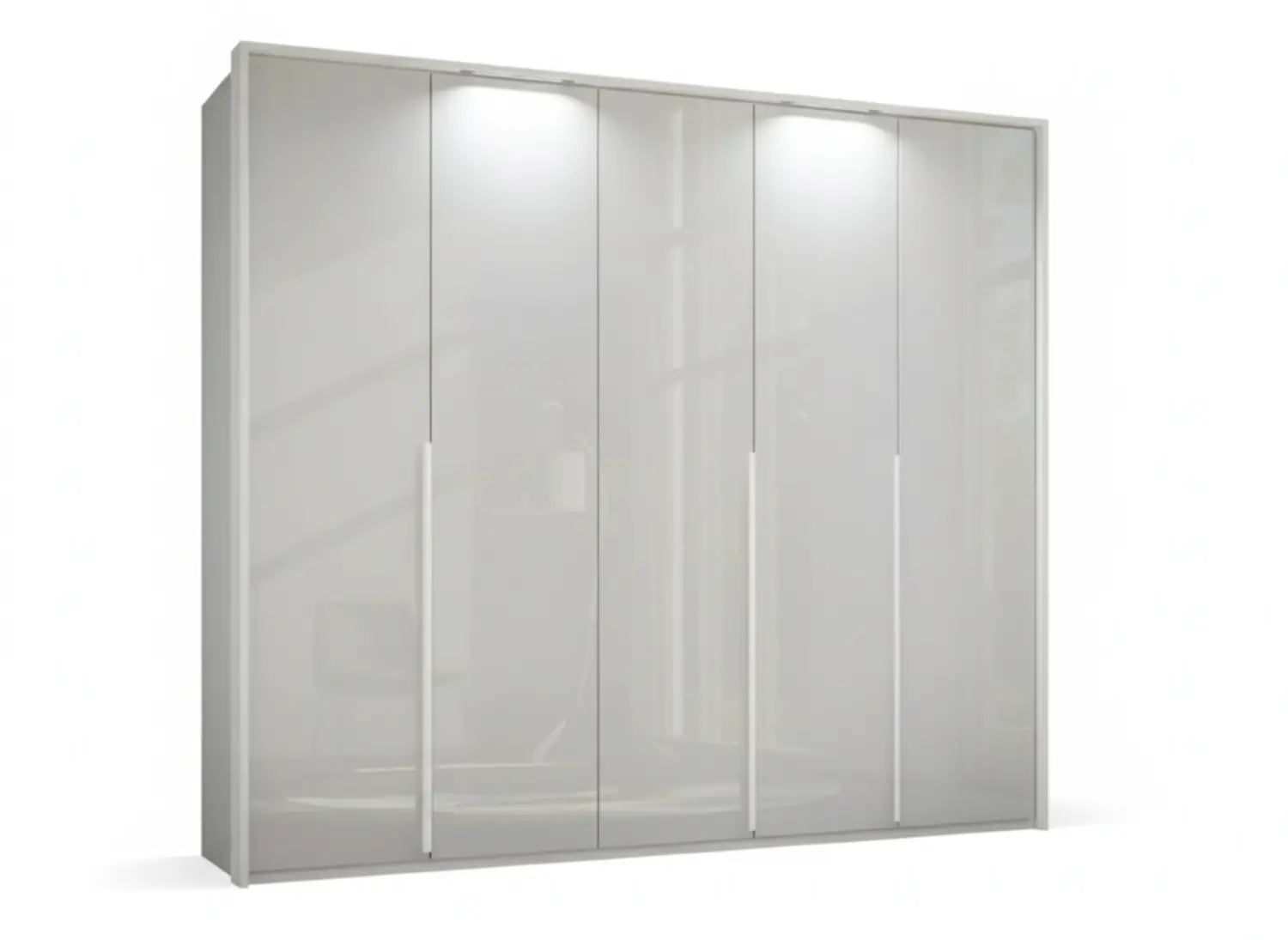 Frans 250cm 5 Door Glass Front Wardrobe - Passepartout Frame - Led Light