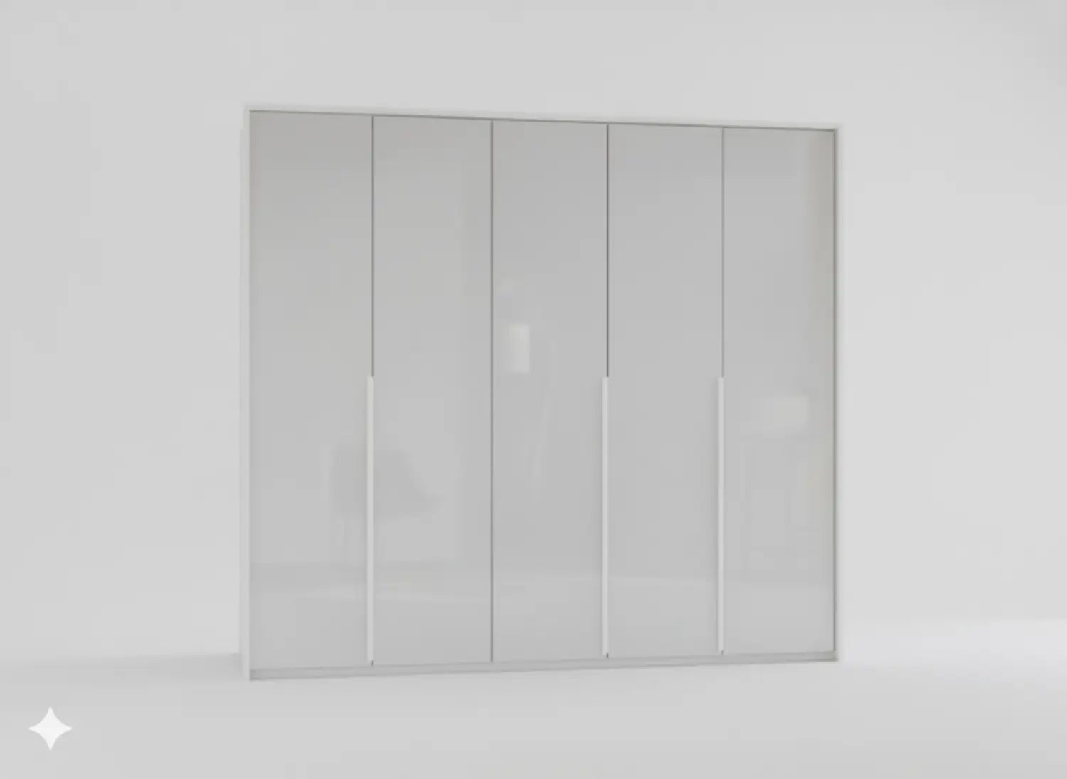 Frans 250cm 5 Door Glass Front Wardrobe - Passepartout Frame