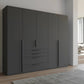 Frans 250cm Decor 5 Door Wardrobe With Drawers in Graphite - Styled in a Living Room