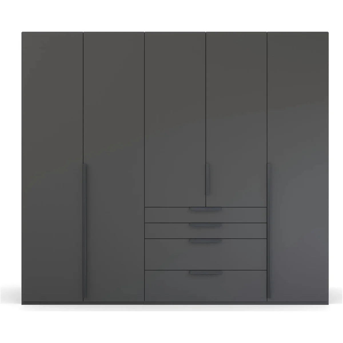 Frans 250cm Decor 5 Door Wardrobe With Drawers in Graphite - Front view