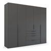 Frans 250cm Decor 5 Door Wardrobe With Drawers in Graphite