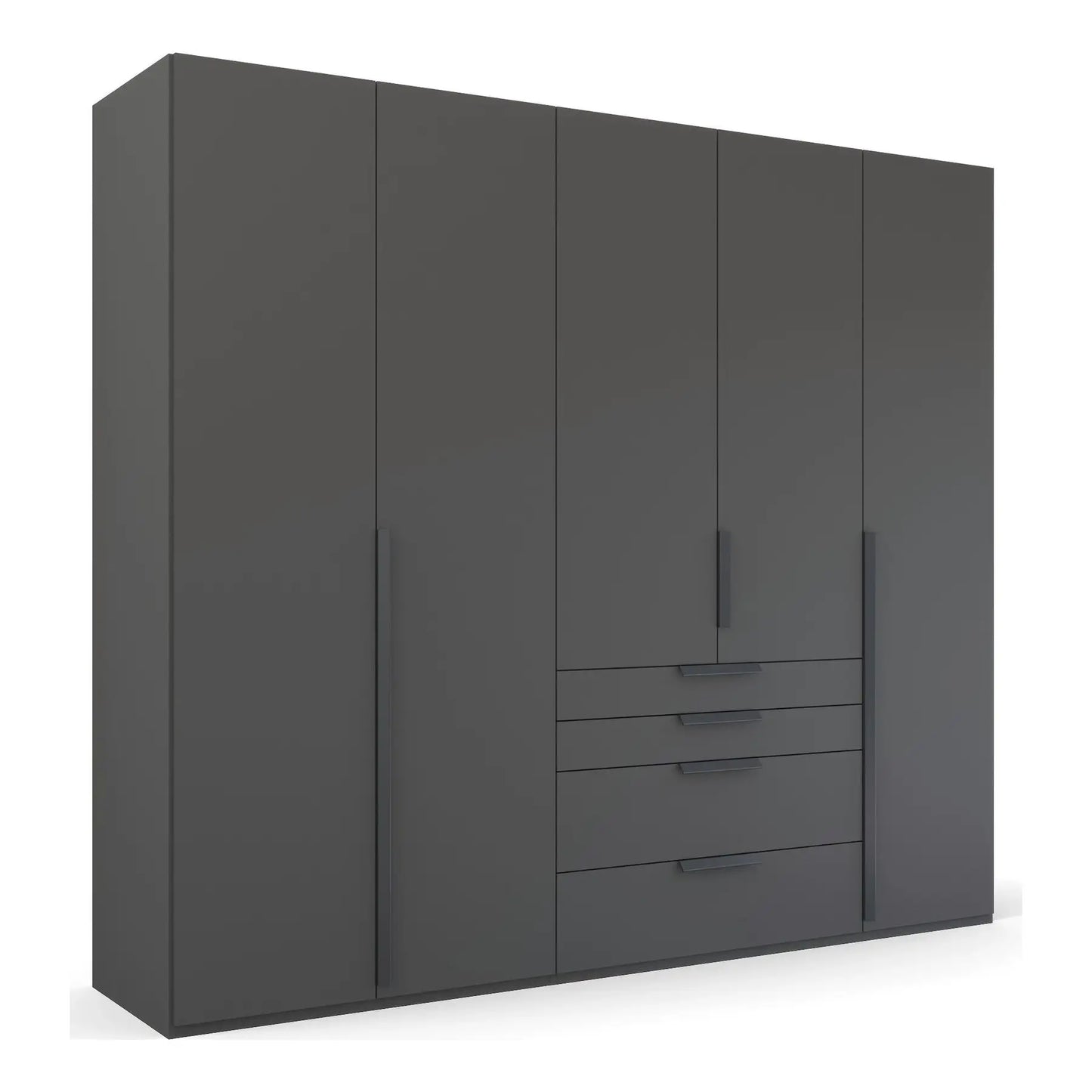 Frans 250cm Decor 5 Door Wardrobe With Drawers in Graphite