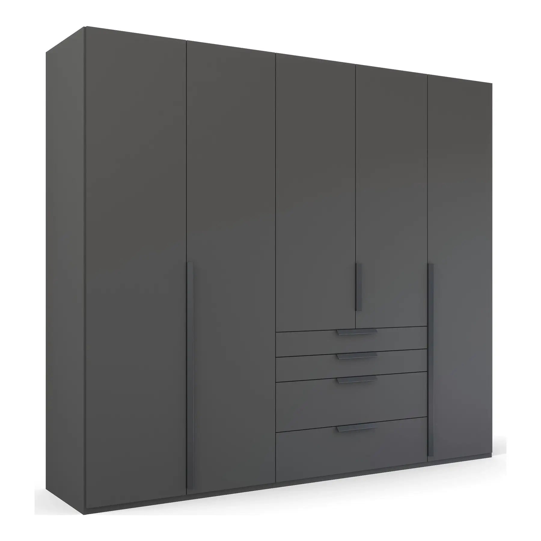 Frans 250cm Decor 5 Door Wardrobe With Drawers in Graphite